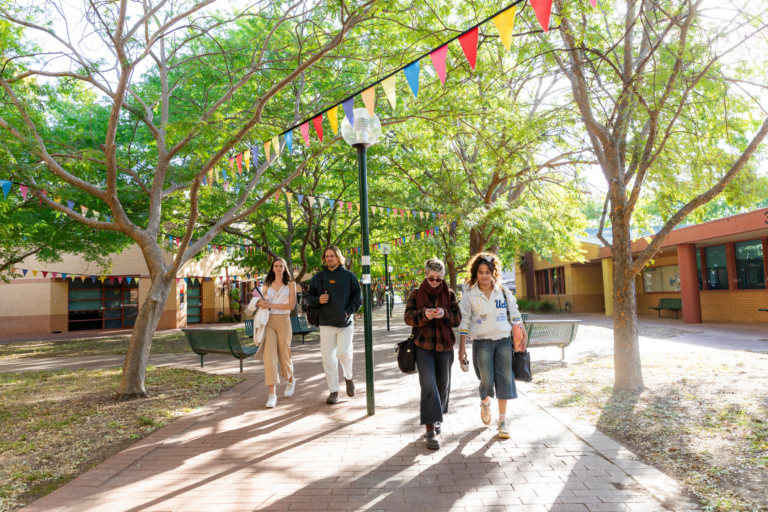 Students walking on campus