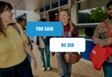 Image of students walking with You Said, We Did logo overlayed
