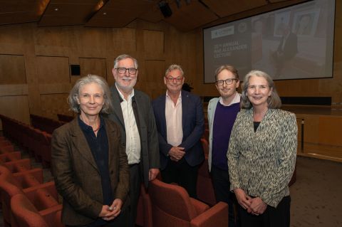 L-R - Dr Esther Theiler (past chair and current committee member), Dr Michael Moignard (current chair), Dr Geoff Raby, AO, Dr Damian Smith, Professor Susan Dodds.