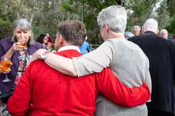 Two Early Years cohort alumni hugging during the reunion