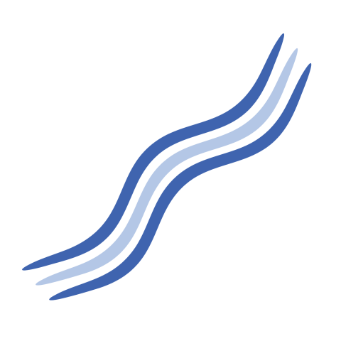 Three blue wavy lines representing water