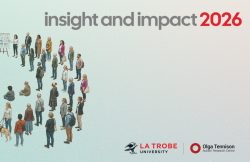 Promotional graphic for the Olga Tennison Autism Research Centre Research Showcase, Insight and Impact 2026. The title appears across the top, with 