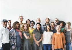 Diverse group of people smiling