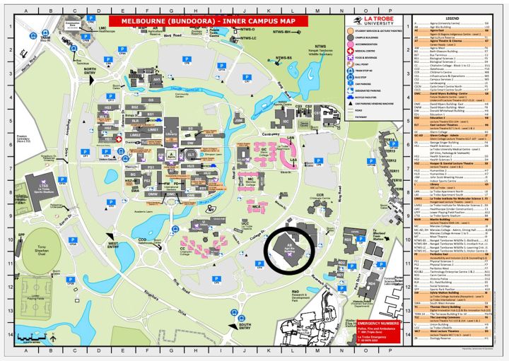 La Trobe University Campus map