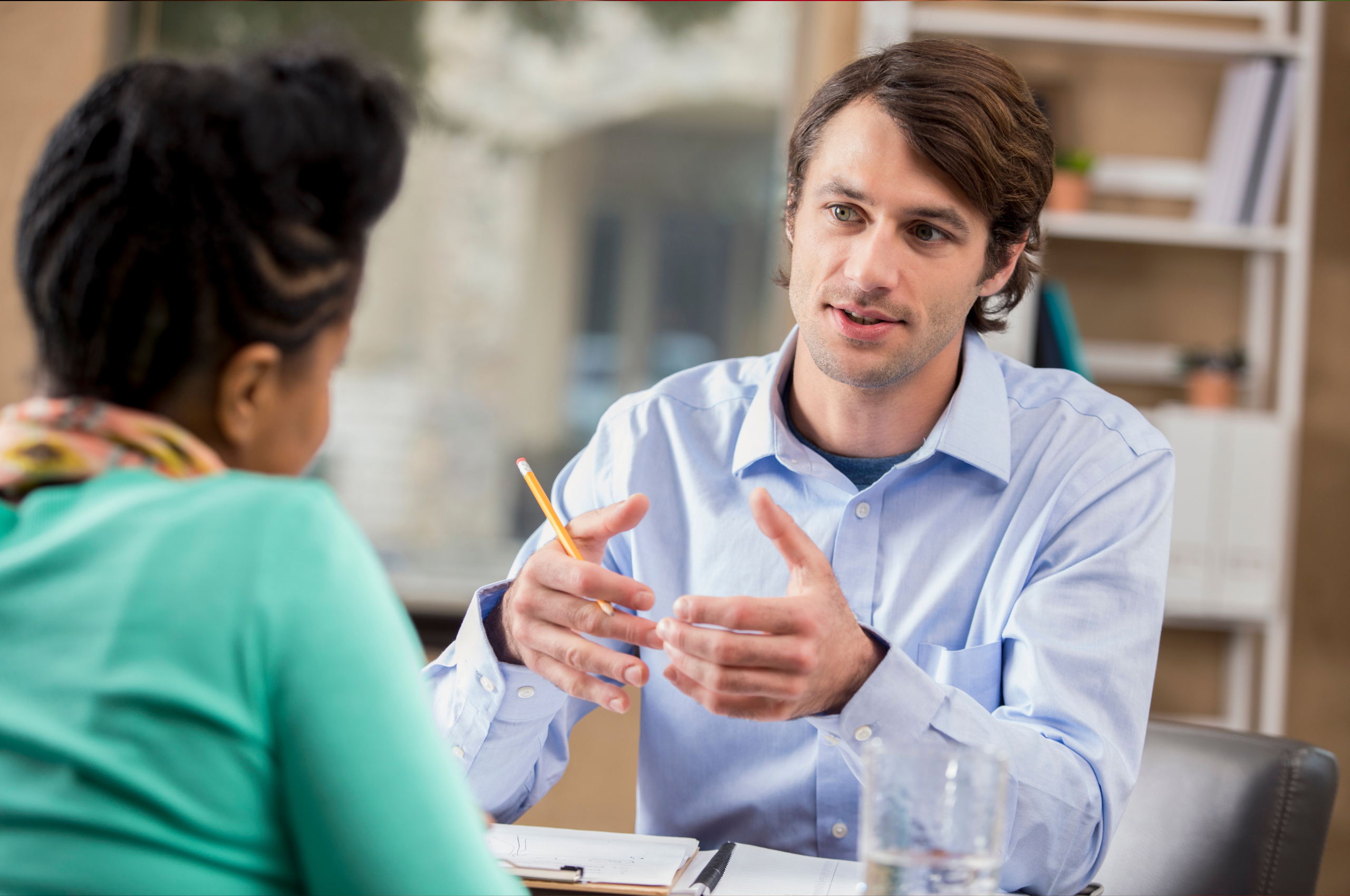 Man speaking at job interview
