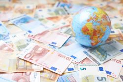 Euro currency and globe