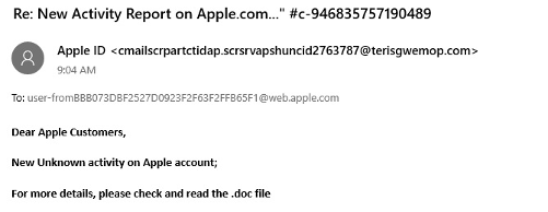 Phishing email example 1