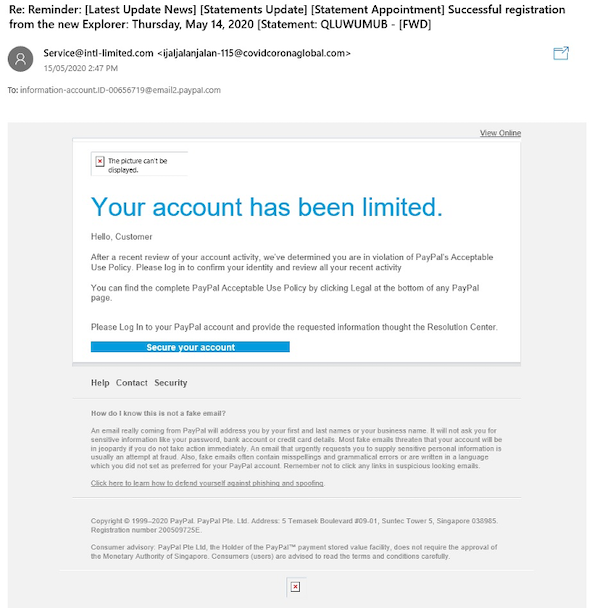 Phishing email example 2